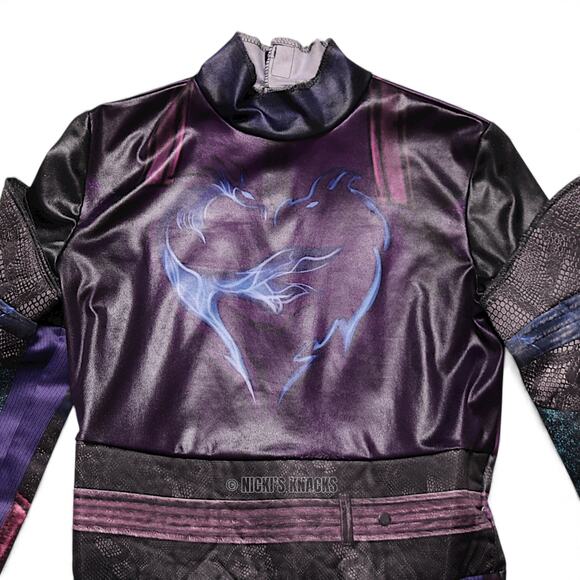 Disney Descendants 3 Mal Girls Costume Purple Jumpsuit Kids Size L 10/12 - Picture 3 of 8
